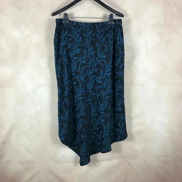 ALFANI Black/Teal Floral Asymmetrical Hem Midi Skirt NEW 18 - Picture 9 of 9